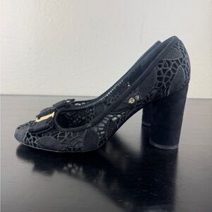 Salvatore Ferragamo Estella Black Suede Heels Size 9.5